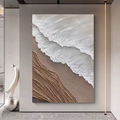 Abstract art piece on a wall in a modern interior setting