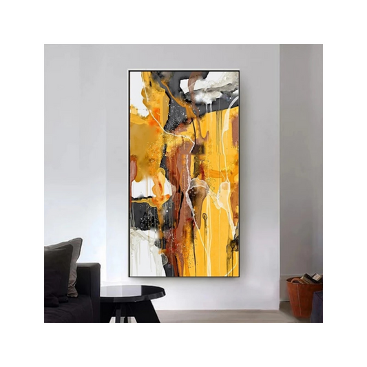 Abstract art painting in a modern living room setting