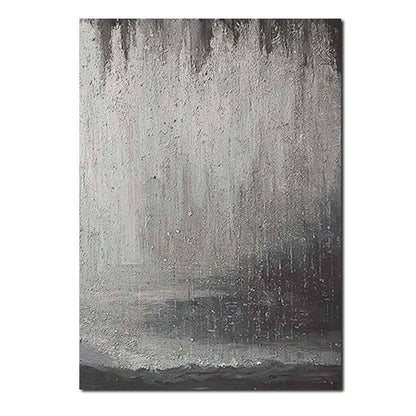 Abstract black and white painting with textured surface