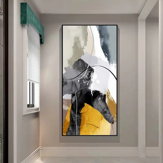 Abstract art painting in a modern interior setting