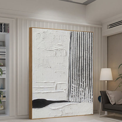 Abstract wall art in a modern living room setting