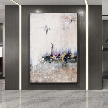 Abstract painting on a wall in an indoor setting