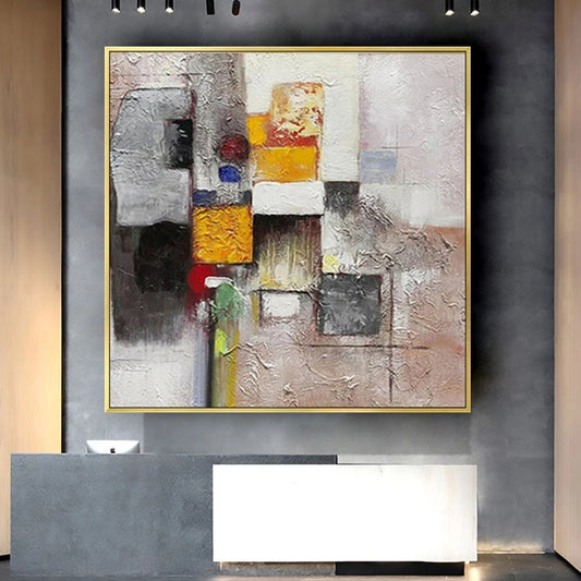 Abstract painting on a wall with a modern interior setting
