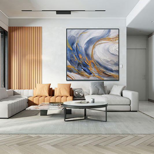 Modern living room with a abstract painting on the wall