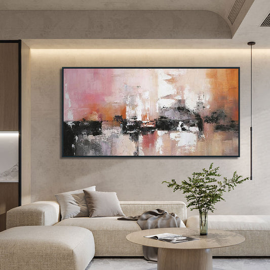 Abstract painting in a modern living room setting