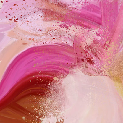 Abstract art with pink, red, and beige colors
