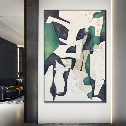 Abstract art painting in a modern interior setting