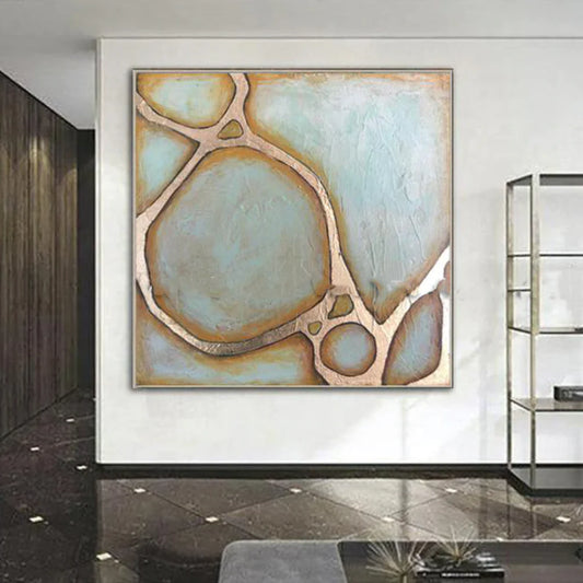 Abstract art piece in a modern interior setting