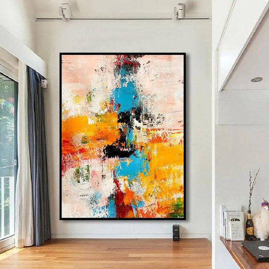 Abstract art painting in a modern interior setting