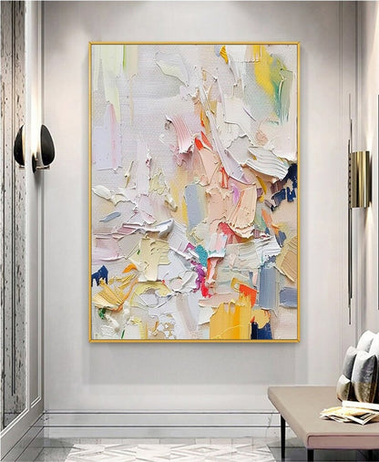 Abstract art painting in a modern interior setting